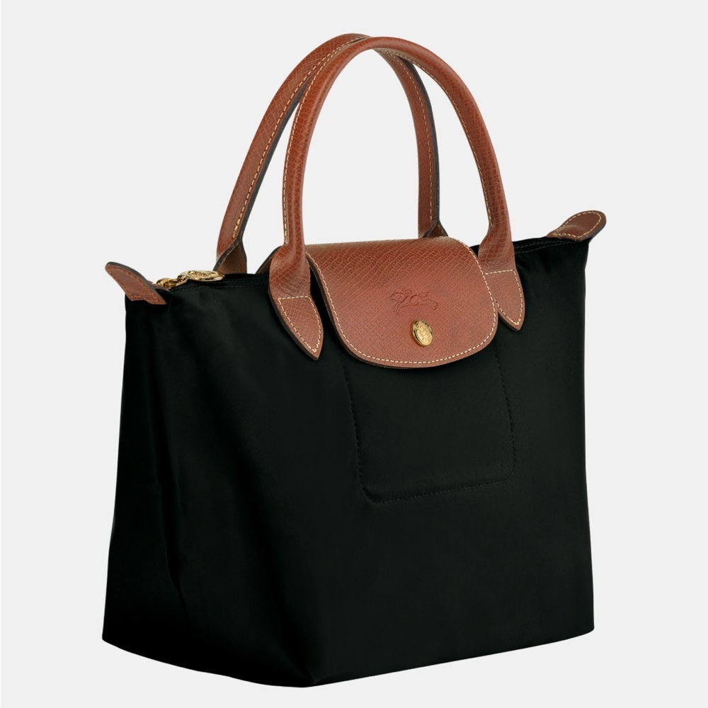 Longchamp Black Nylon Short Handle